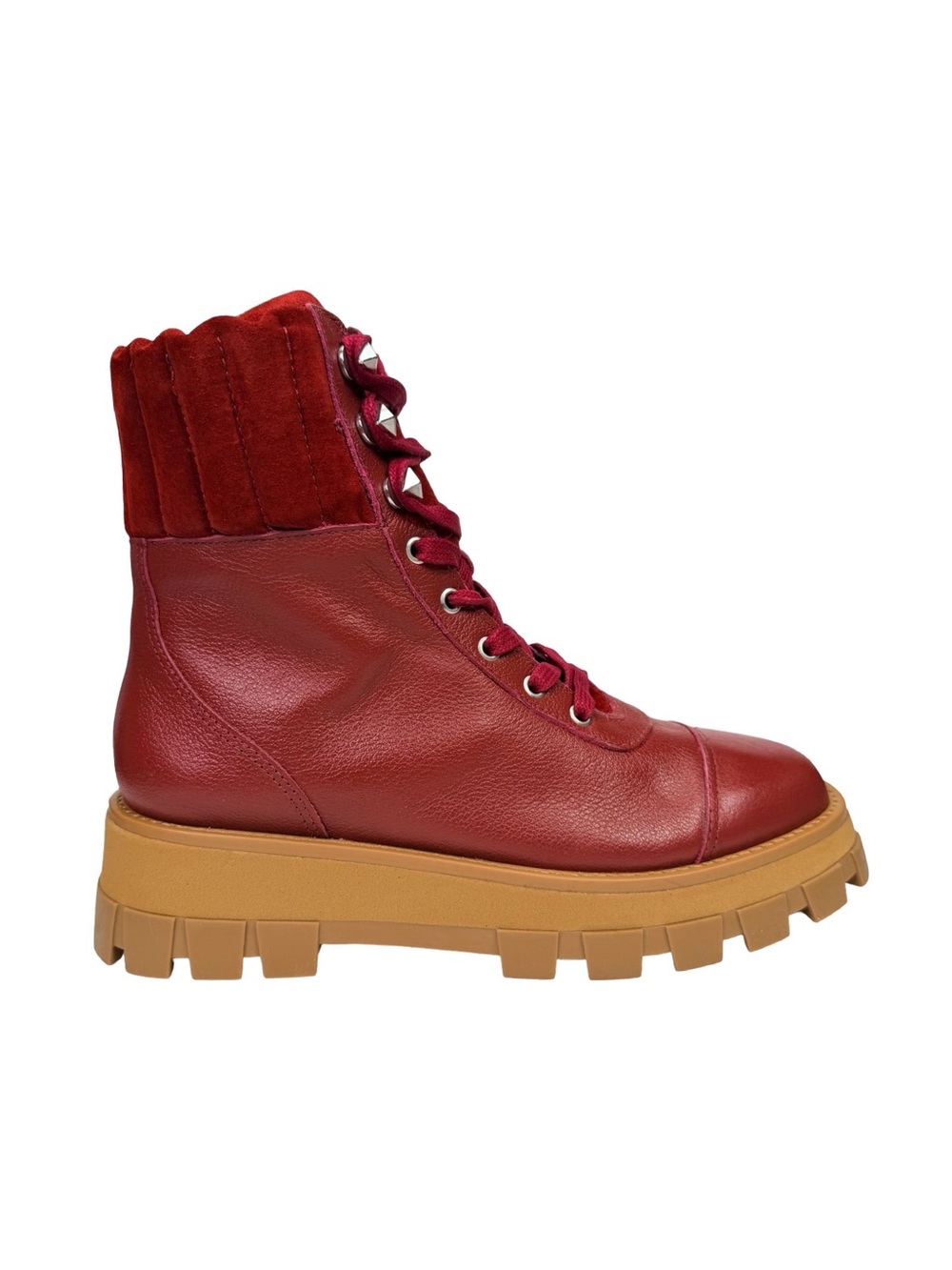 Schutz Leather Lace-Up Hiker Boots - Sutton Style - Size 8B - Red Brown